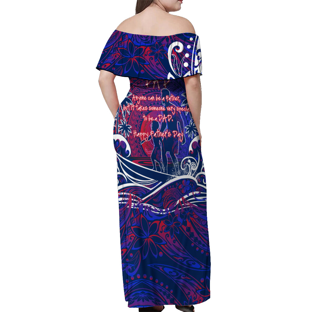 Father's Day Samoa Off Shoulder Maxi Dress Special Dad Polynesia Paradise DT02 - Polynesian Pride