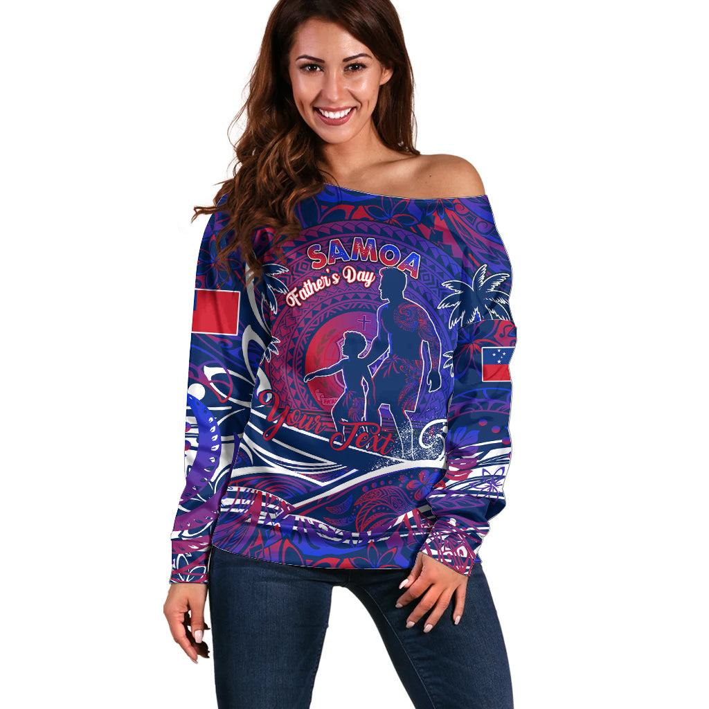 Father's Day Samoa Off Shoulder Sweater Special Dad Polynesia Paradise DT02 Women Green - Polynesian Pride