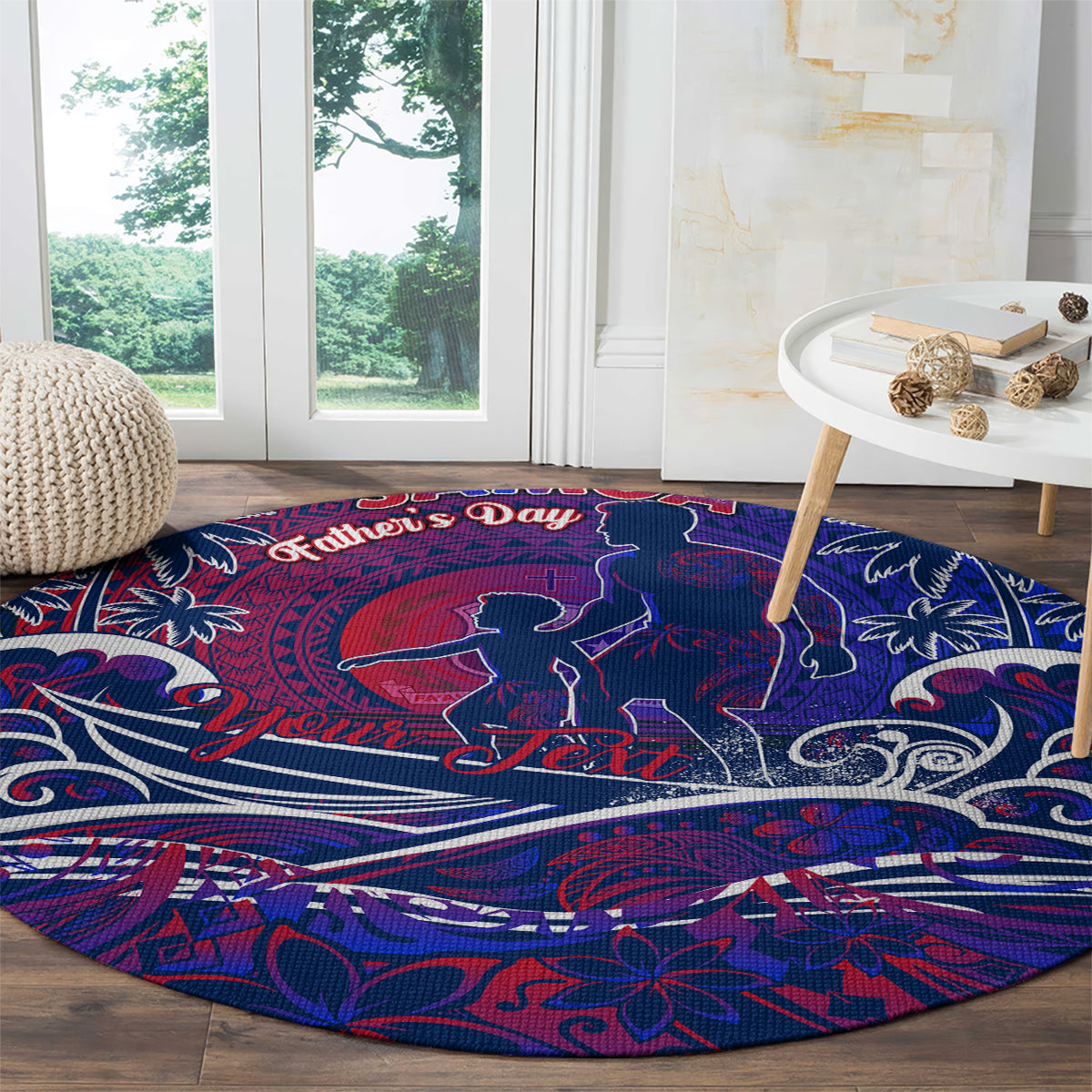Father's Day Samoa Round Carpet Special Dad Polynesia Paradise DT02 - Polynesian Pride