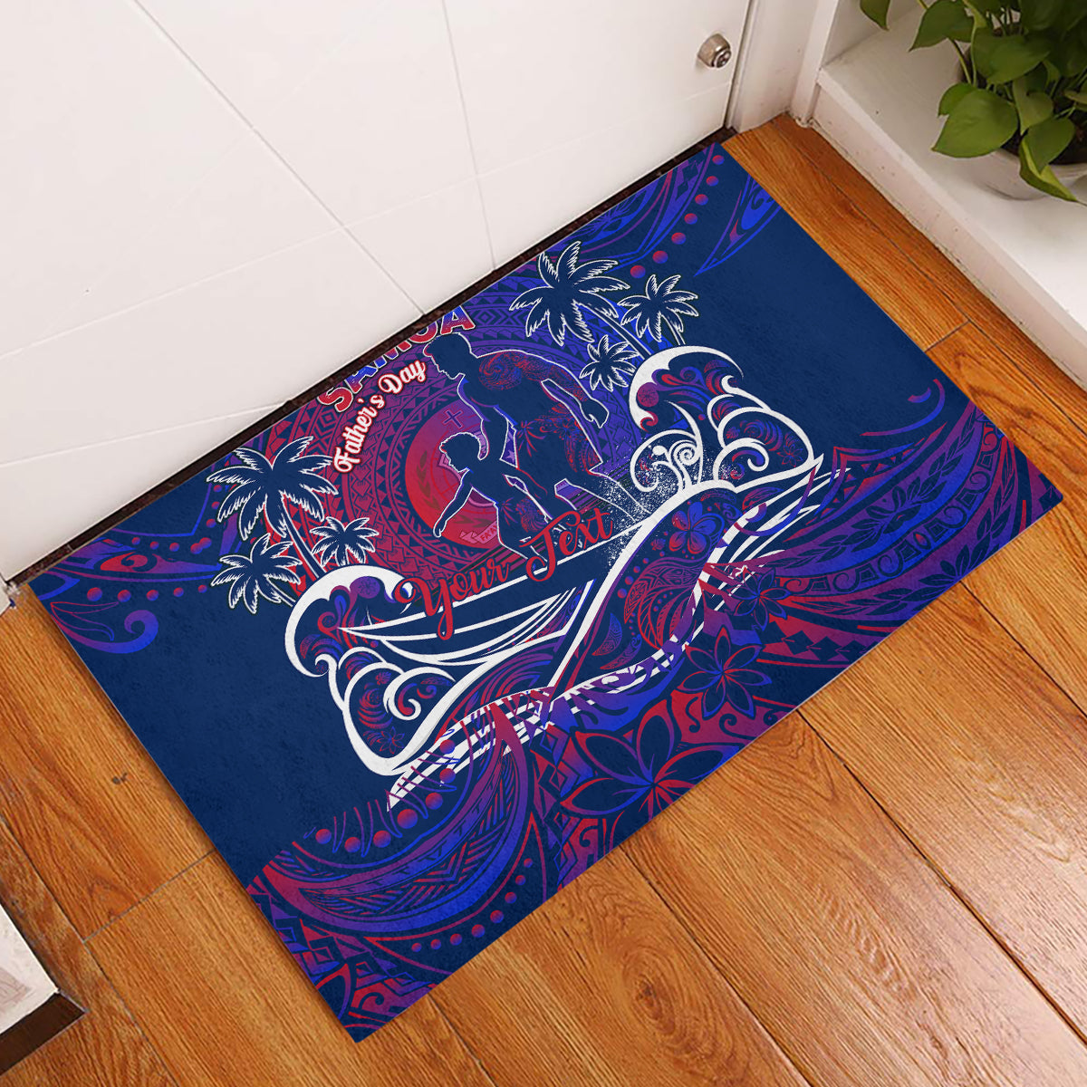 Father's Day Samoa Rubber Doormat Special Dad Polynesia Paradise DT02 Green - Polynesian Pride
