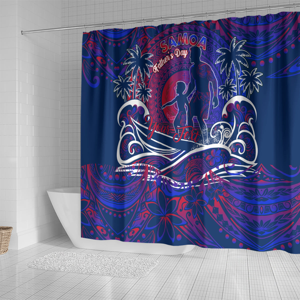 Father's Day Samoa Shower Curtain Special Dad Polynesia Paradise DT02 - Polynesian Pride
