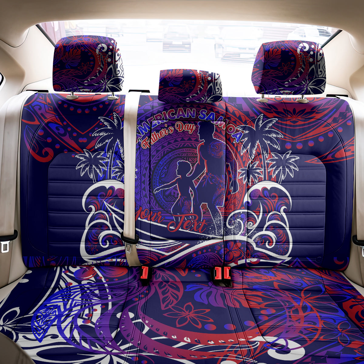 Father's Day American Samoa Back Car Seat Cover Special Dad Polynesia Paradise DT02 - Polynesian Pride