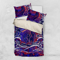 Father's Day American Samoa Bedding Set Special Dad Polynesia Paradise DT02 US Twin 172cm x 218cm Blue - Polynesian Pride