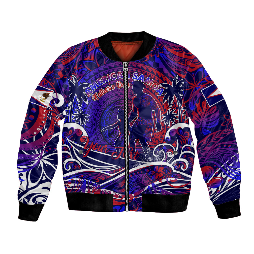 Father's Day American Samoa Bomber Jacket Special Dad Polynesia Paradise DT02 Unisex Blue - Polynesian Pride