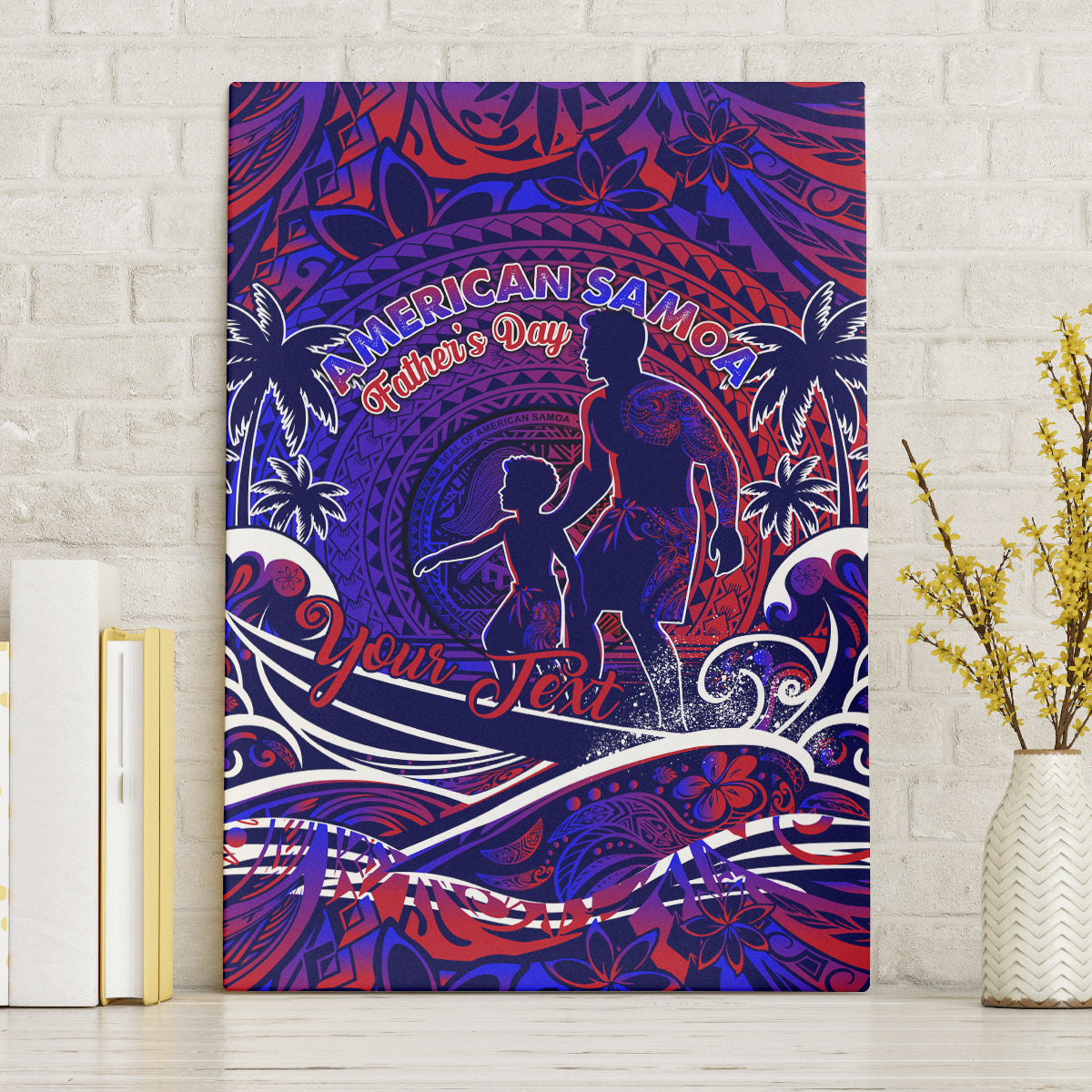 Father's Day American Samoa Canvas Wall Art Special Dad Polynesia Paradise DT02 Without Frame Blue - Polynesian Pride