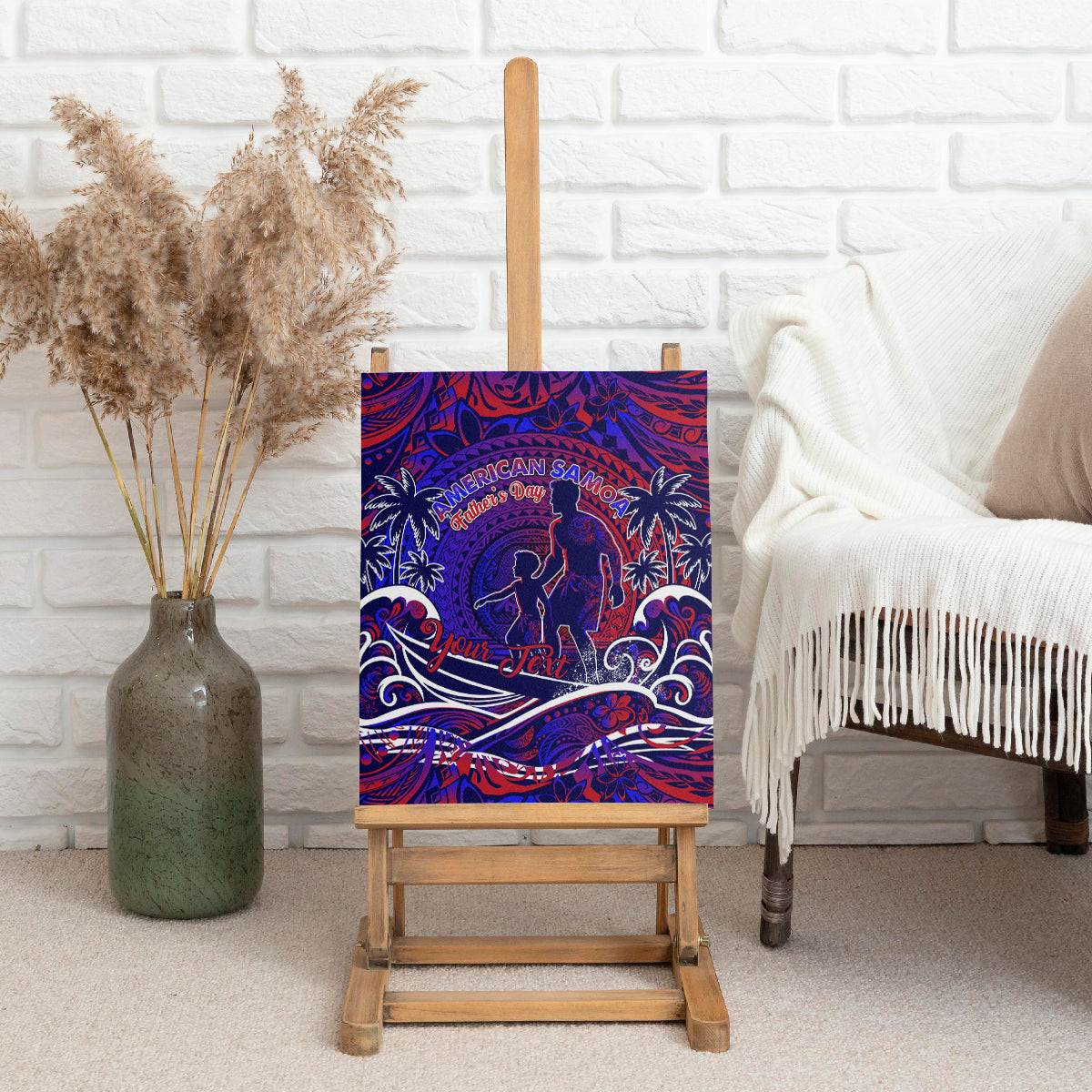 Father's Day American Samoa Canvas Wall Art Special Dad Polynesia Paradise DT02 - Polynesian Pride