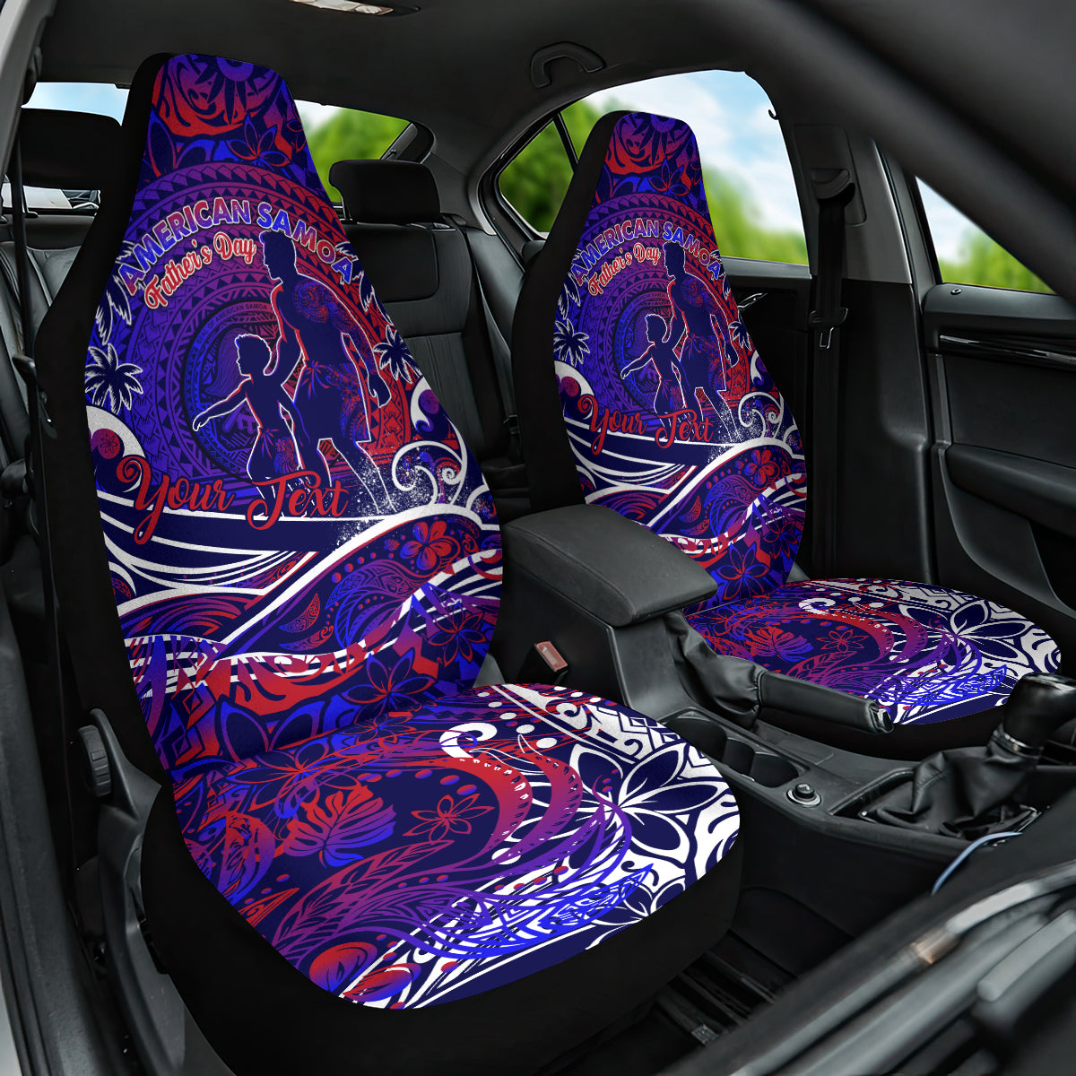 Father's Day American Samoa Car Seat Cover Special Dad Polynesia Paradise DT02 One Size Blue - Polynesian Pride