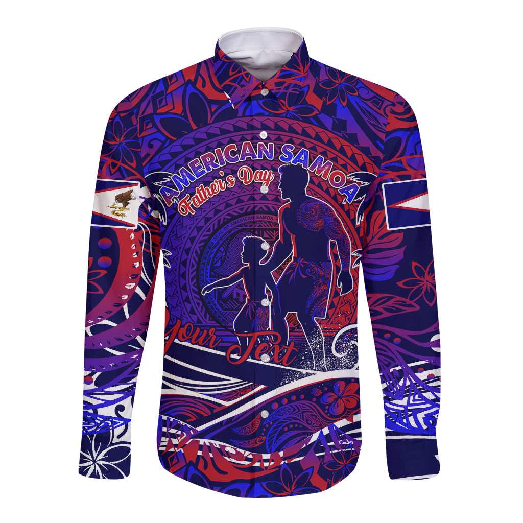 Father's Day American Samoa Long Sleeve Button Shirt Special Dad Polynesia Paradise DT02 Unisex Blue - Polynesian Pride