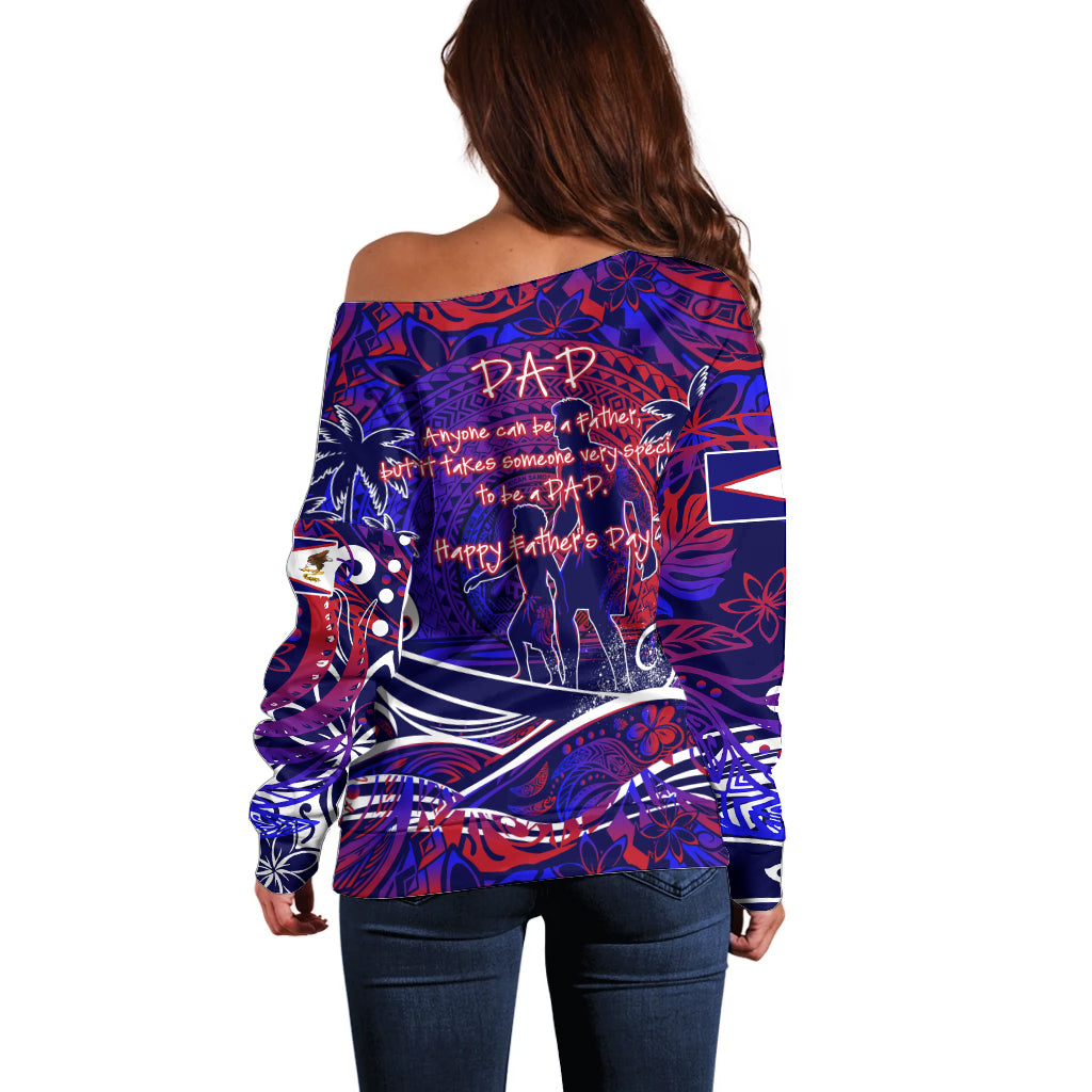 Father's Day American Samoa Off Shoulder Sweater Special Dad Polynesia Paradise DT02 - Polynesian Pride