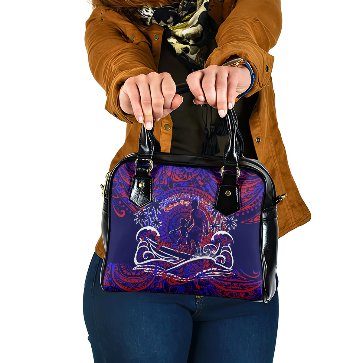 Father's Day American Samoa Shoulder Handbag Special Dad Polynesia Paradise DT02 One Size Blue - Polynesian Pride