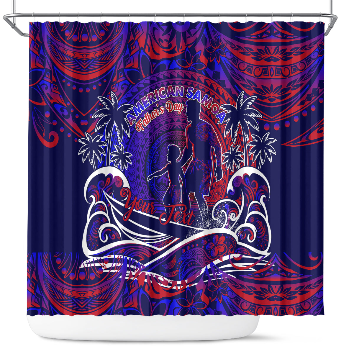 Father's Day American Samoa Shower Curtain Special Dad Polynesia Paradise DT02 Blue - Polynesian Pride