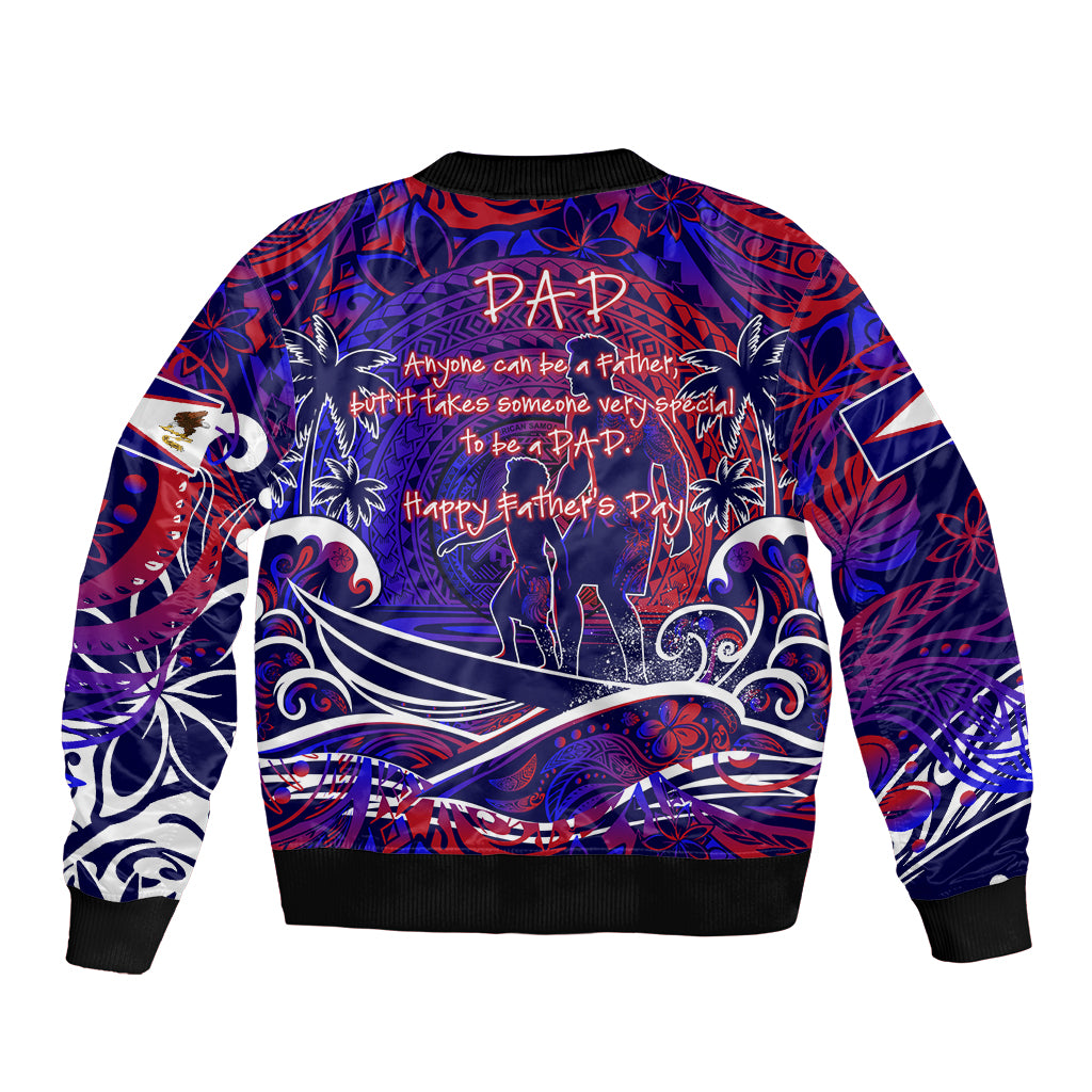 Father's Day American Samoa Sleeve Zip Bomber Jacket Special Dad Polynesia Paradise DT02 - Polynesian Pride
