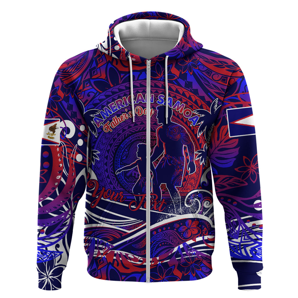 Father's Day American Samoa Zip Hoodie Special Dad Polynesia Paradise DT02 Zip Hoodie Blue - Polynesian Pride