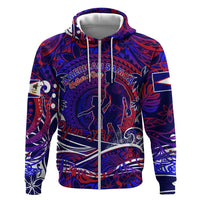 Father's Day American Samoa Zip Hoodie Special Dad Polynesia Paradise DT02 Zip Hoodie Blue - Polynesian Pride