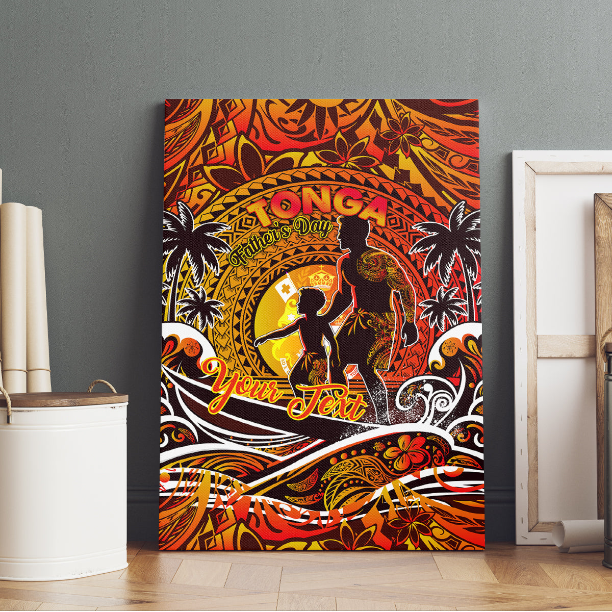 Father's Day Tonga Canvas Wall Art Special Dad Polynesia Paradise DT02 - Polynesian Pride