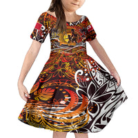 Father's Day Tonga Kid Short Sleeve Dress Special Dad Polynesia Paradise DT02 KID Orange - Polynesian Pride