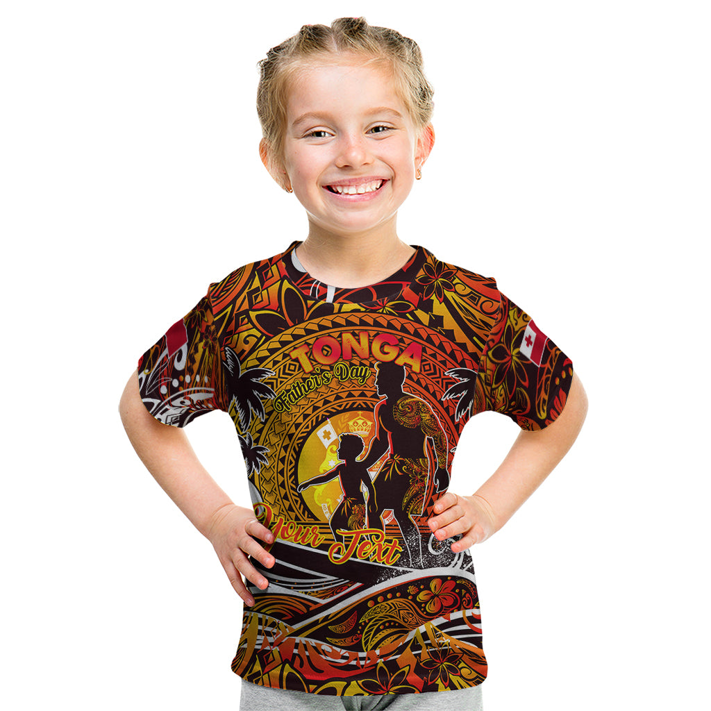 Father's Day Tonga Kid T Shirt Special Dad Polynesia Paradise DT02 Orange - Polynesian Pride