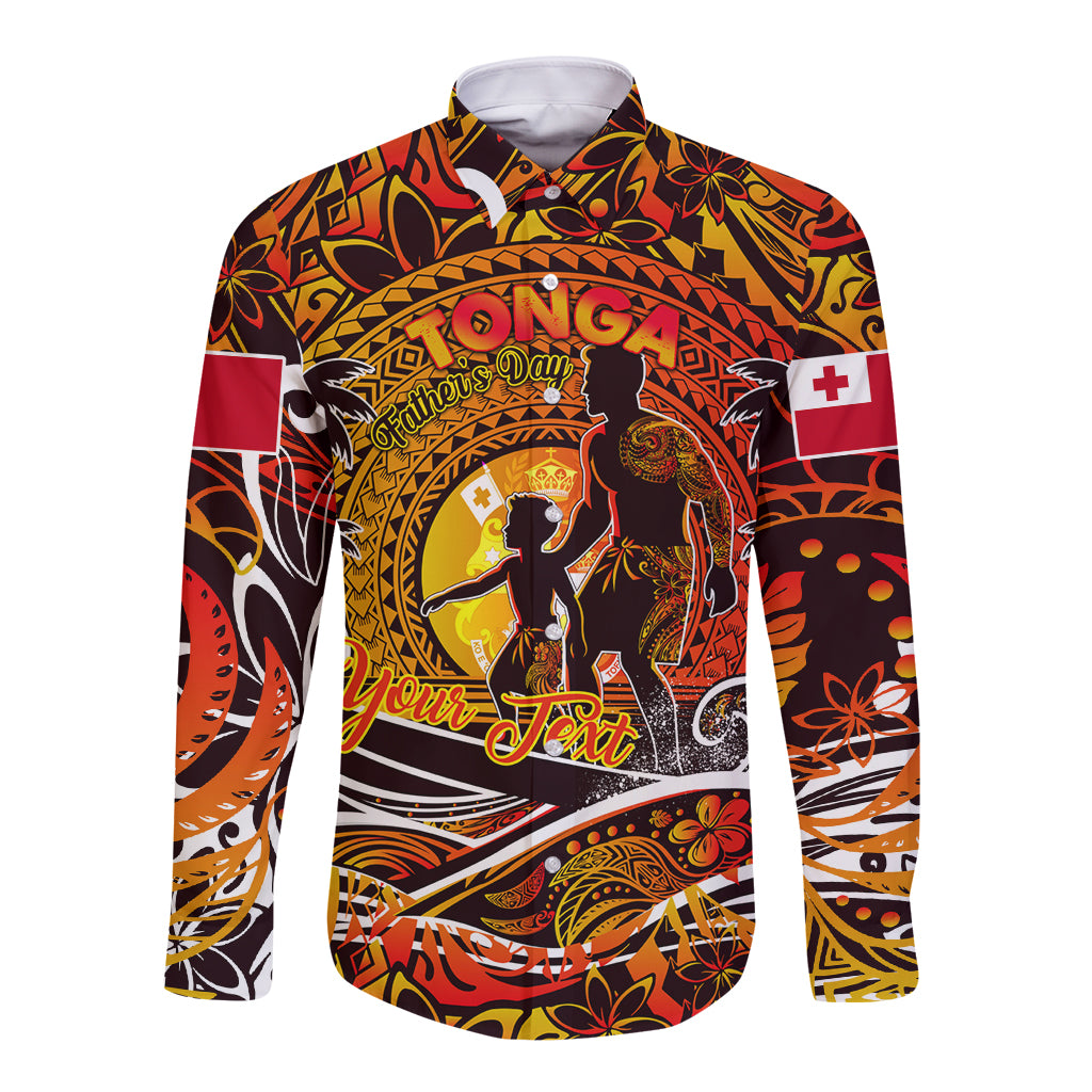 Father's Day Tonga Long Sleeve Button Shirt Special Dad Polynesia Paradise DT02 Unisex Orange - Polynesian Pride