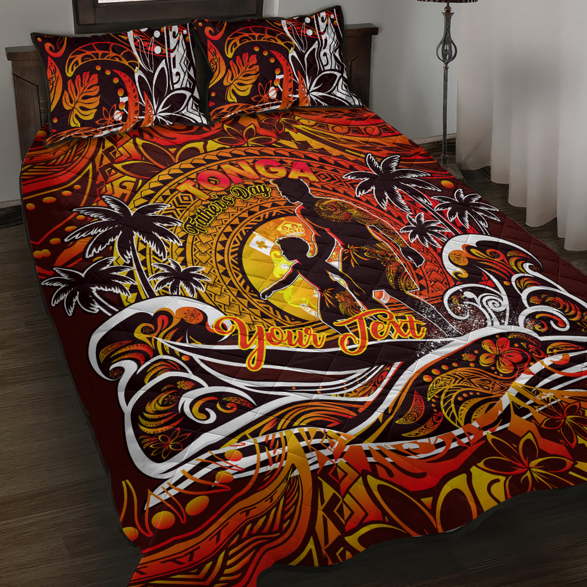 Father's Day Tonga Quilt Bed Set Special Dad Polynesia Paradise DT02 Orange - Polynesian Pride