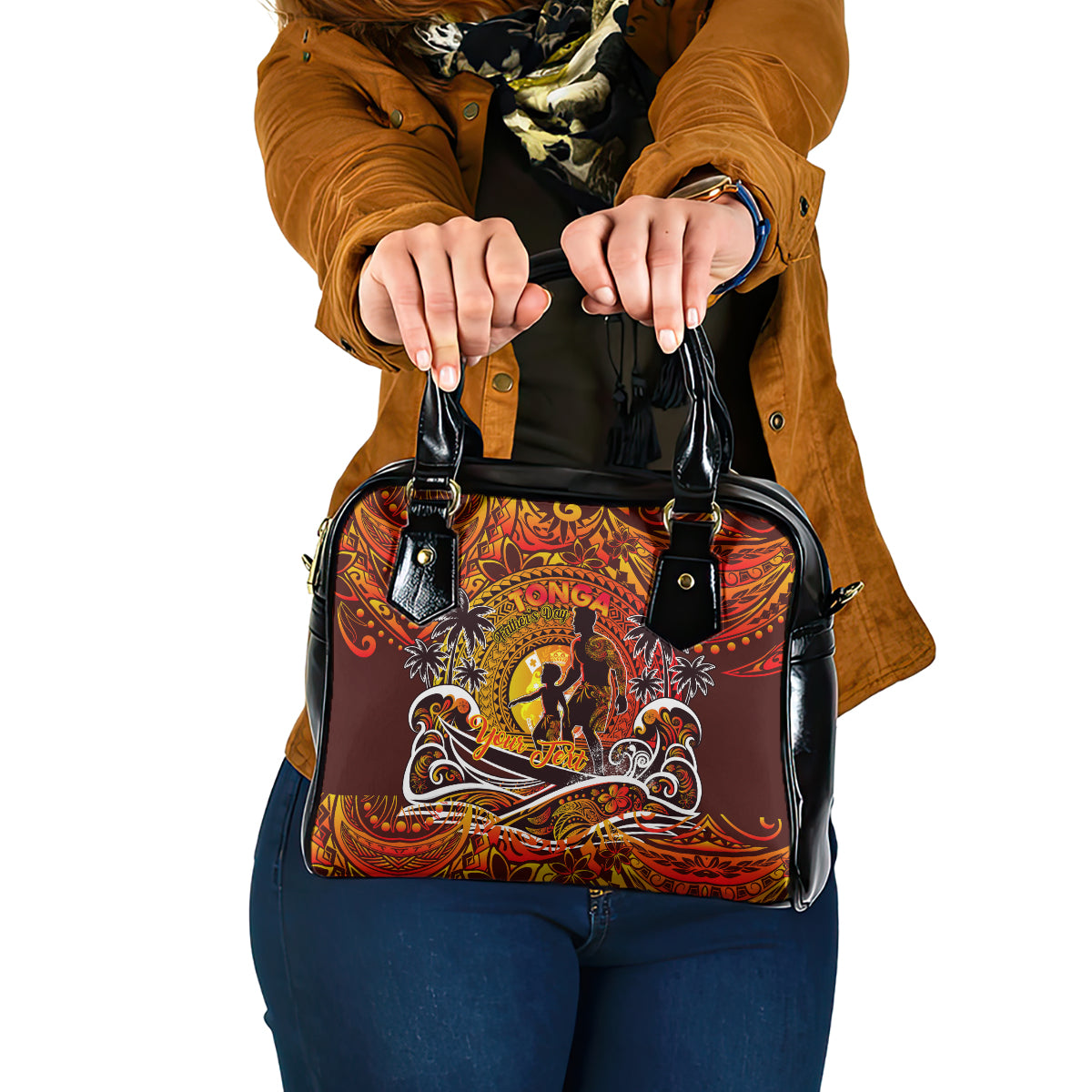 Father's Day Tonga Shoulder Handbag Special Dad Polynesia Paradise DT02 One Size Orange - Polynesian Pride