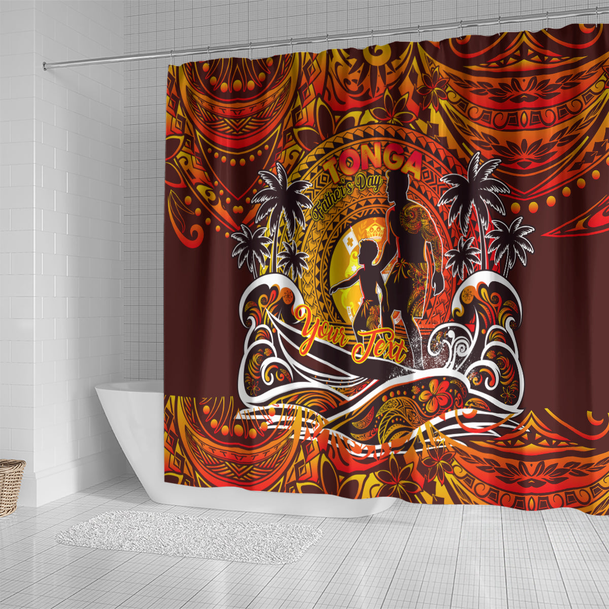 Father's Day Tonga Shower Curtain Special Dad Polynesia Paradise DT02 - Polynesian Pride