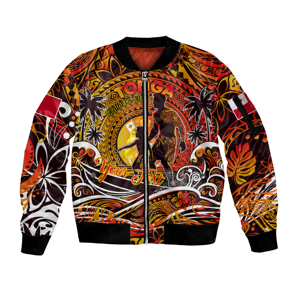 Father's Day Tonga Sleeve Zip Bomber Jacket Special Dad Polynesia Paradise DT02 Unisex Orange - Polynesian Pride