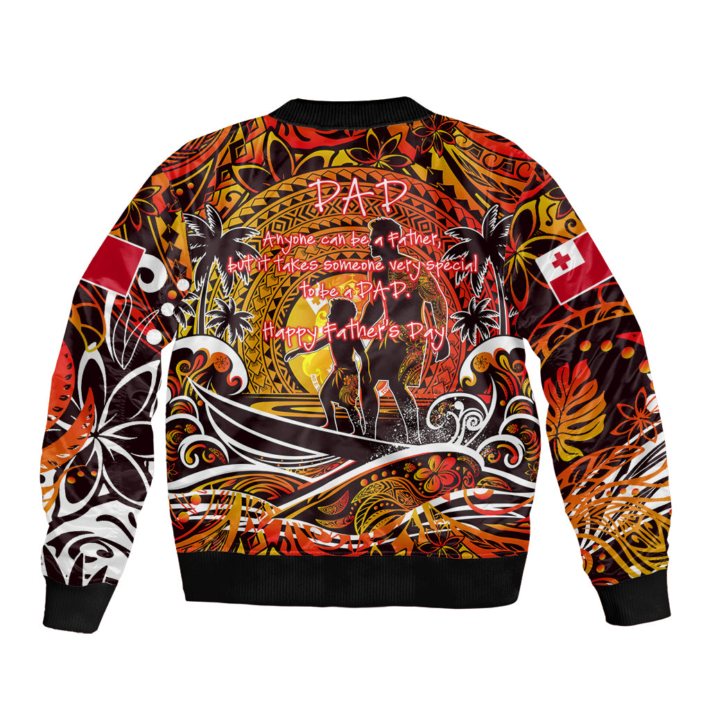 Father's Day Tonga Sleeve Zip Bomber Jacket Special Dad Polynesia Paradise DT02 - Polynesian Pride