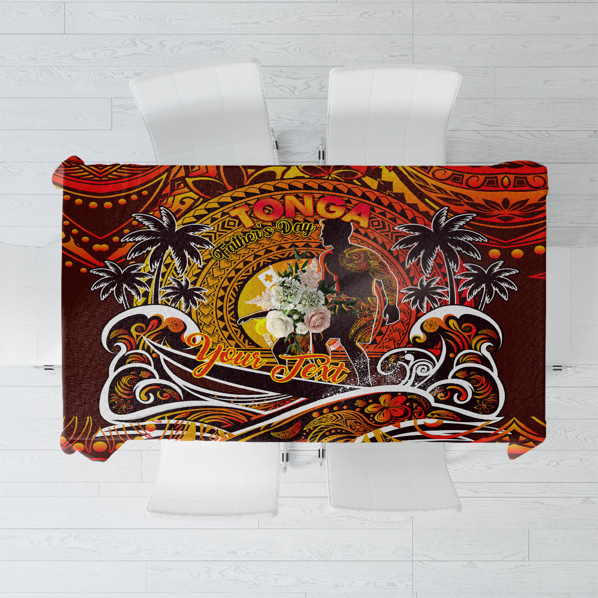 Father's Day Tonga Tablecloth Special Dad Polynesia Paradise DT02 Orange - Polynesian Pride