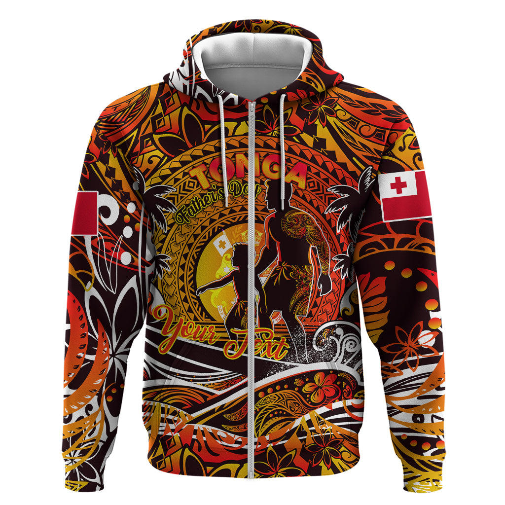 Father's Day Tonga Zip Hoodie Special Dad Polynesia Paradise DT02 Zip Hoodie Orange - Polynesian Pride