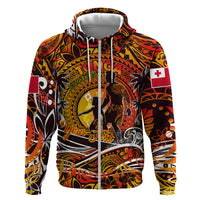 Father's Day Tonga Zip Hoodie Special Dad Polynesia Paradise DT02 Zip Hoodie Orange - Polynesian Pride