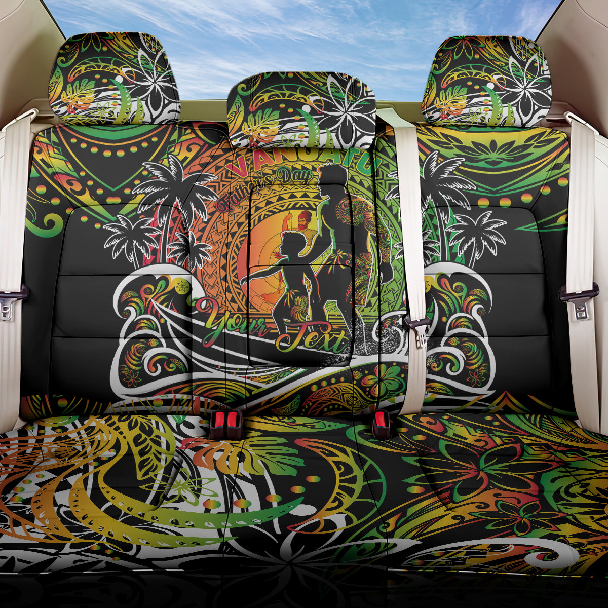 Father's Day Vanuatu Back Car Seat Cover Special Dad Polynesia Paradise DT02 One Size Art - Polynesian Pride