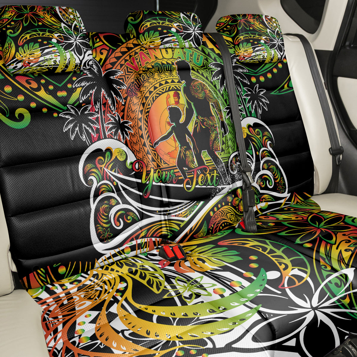 Father's Day Vanuatu Back Car Seat Cover Special Dad Polynesia Paradise DT02 - Polynesian Pride