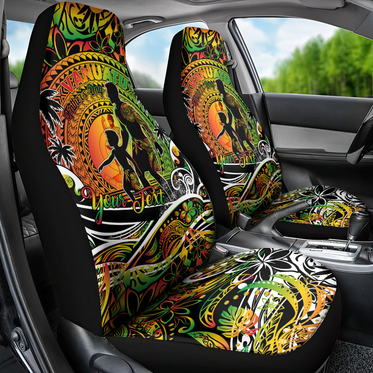 Father's Day Vanuatu Car Seat Cover Special Dad Polynesia Paradise DT02 - Polynesian Pride
