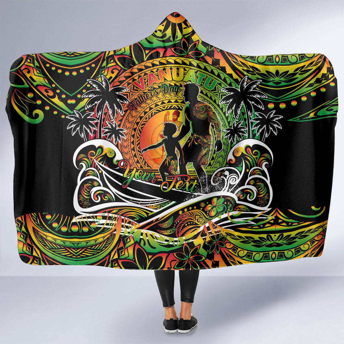 Father's Day Vanuatu Hooded Blanket Special Dad Polynesia Paradise DT02 - Polynesian Pride