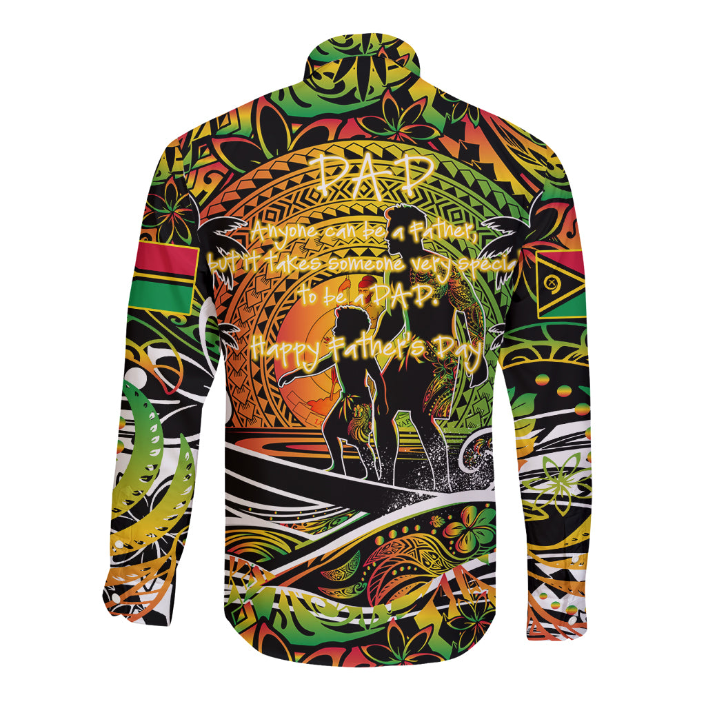 Father's Day Vanuatu Long Sleeve Button Shirt Special Dad Polynesia Paradise DT02 - Polynesian Pride