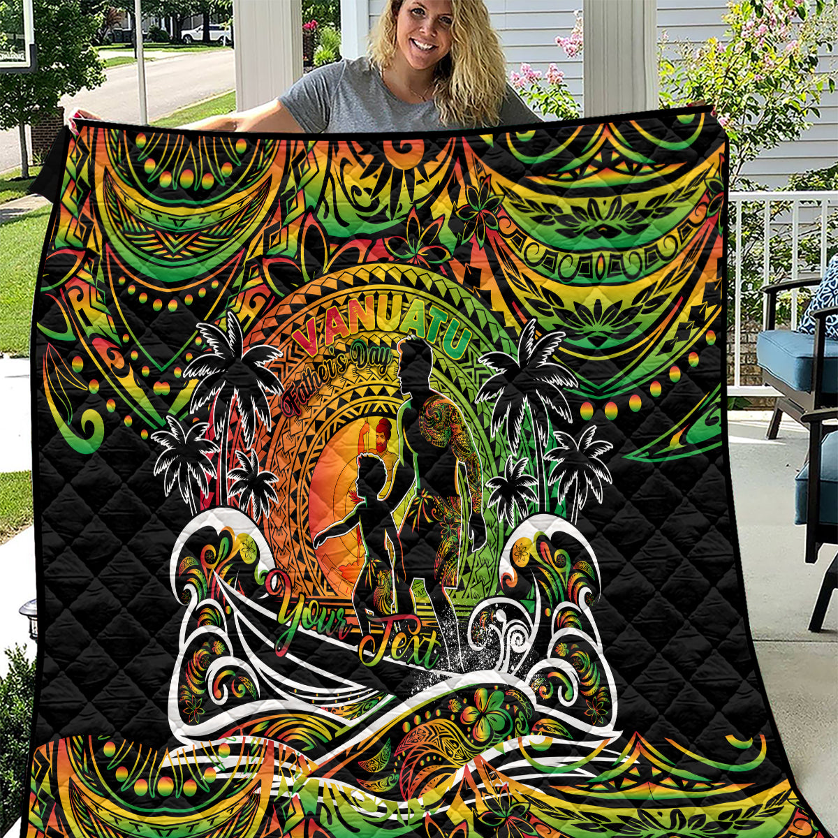 Father's Day Vanuatu Quilt Special Dad Polynesia Paradise DT02 Art - Polynesian Pride