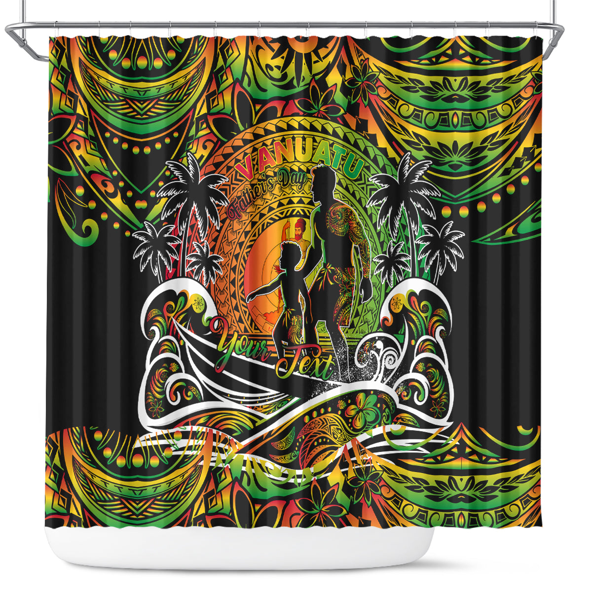 Father's Day Vanuatu Shower Curtain Special Dad Polynesia Paradise DT02 Art - Polynesian Pride
