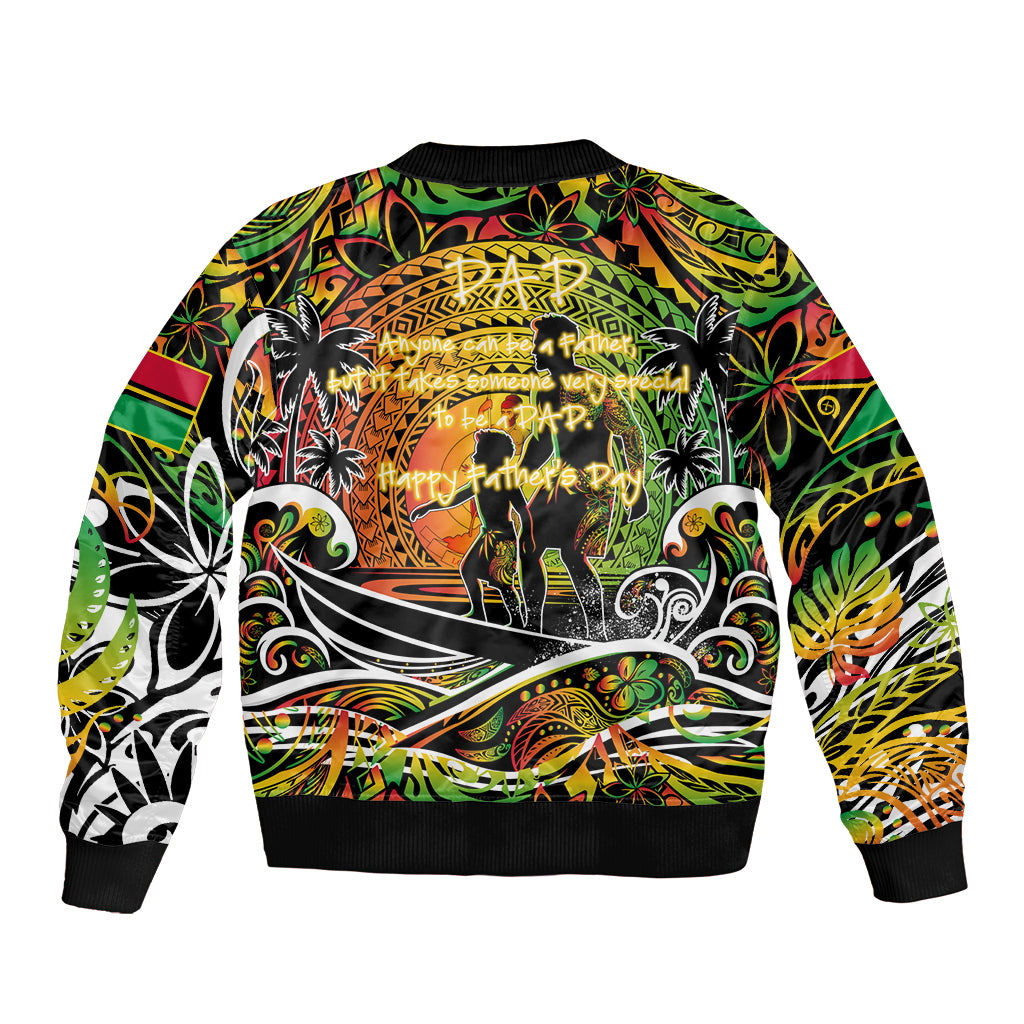 Father's Day Vanuatu Sleeve Zip Bomber Jacket Special Dad Polynesia Paradise DT02 - Polynesian Pride