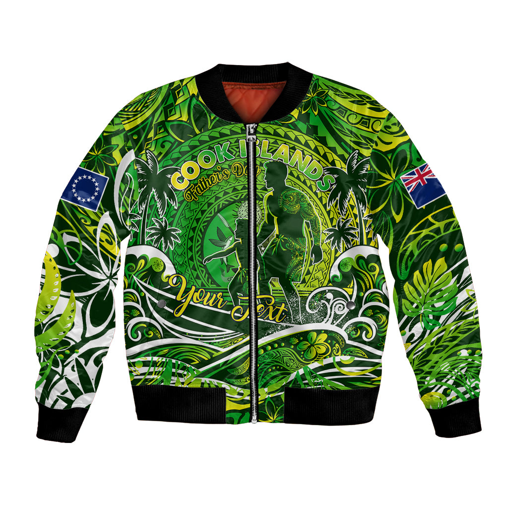 Father's Day Cook Islands Bomber Jacket Special Dad Polynesia Paradise DT02 Unisex Green - Polynesian Pride