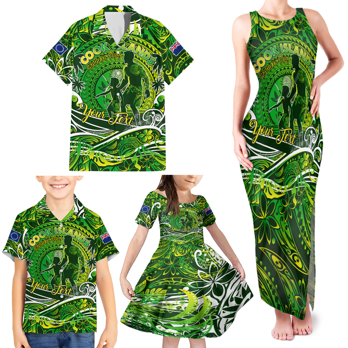 Father's Day Cook Islands Family Matching Tank Maxi Dress and Hawaiian Shirt Special Dad Polynesia Paradise