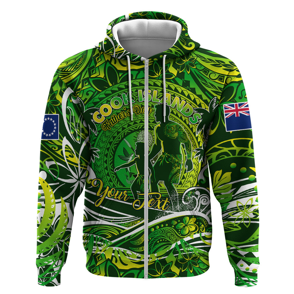 Father's Day Cook Islands Hoodie Special Dad Polynesia Paradise DT02 Zip Hoodie Green - Polynesian Pride