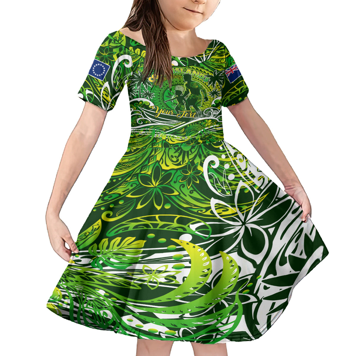 Father's Day Cook Islands Kid Short Sleeve Dress Special Dad Polynesia Paradise