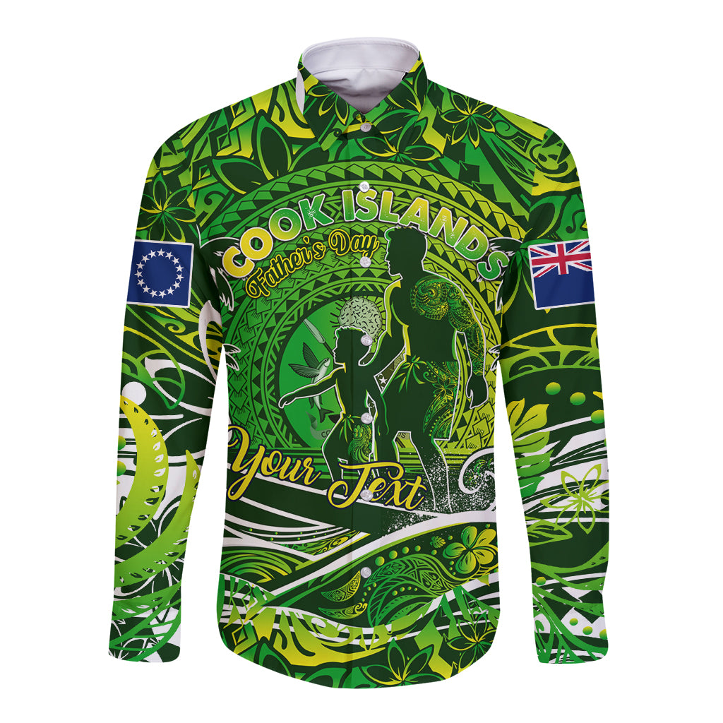 Father's Day Cook Islands Long Sleeve Button Shirt Special Dad Polynesia Paradise DT02 Unisex Green - Polynesian Pride