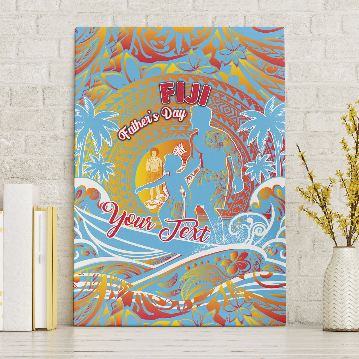 Father's Day Fiji Canvas Wall Art Special Dad Polynesia Paradise DT02 Without Frame Red - Polynesian Pride