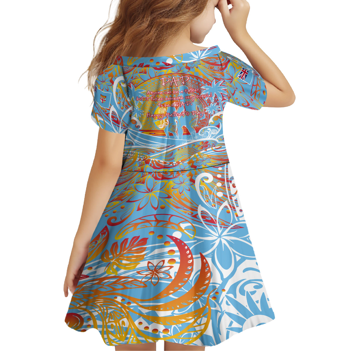 Father's Day Fiji Kid Short Sleeve Dress Special Dad Polynesia Paradise DT02 - Polynesian Pride