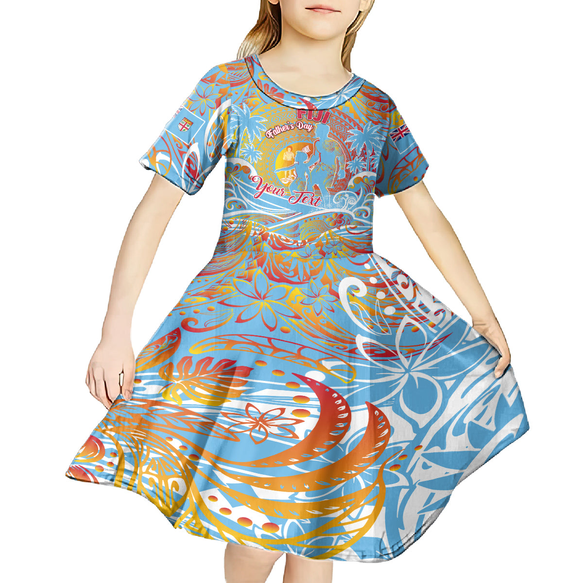 Father's Day Fiji Kid Short Sleeve Dress Special Dad Polynesia Paradise DT02 - Polynesian Pride