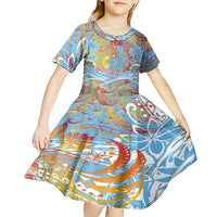 Father's Day Fiji Kid Short Sleeve Dress Special Dad Polynesia Paradise DT02 - Polynesian Pride