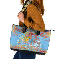 Father's Day Fiji Leather Tote Bag Special Dad Polynesia Paradise DT02 Red - Polynesian Pride