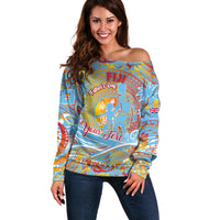 Father's Day Fiji Off Shoulder Sweater Special Dad Polynesia Paradise DT02 Women Red - Polynesian Pride
