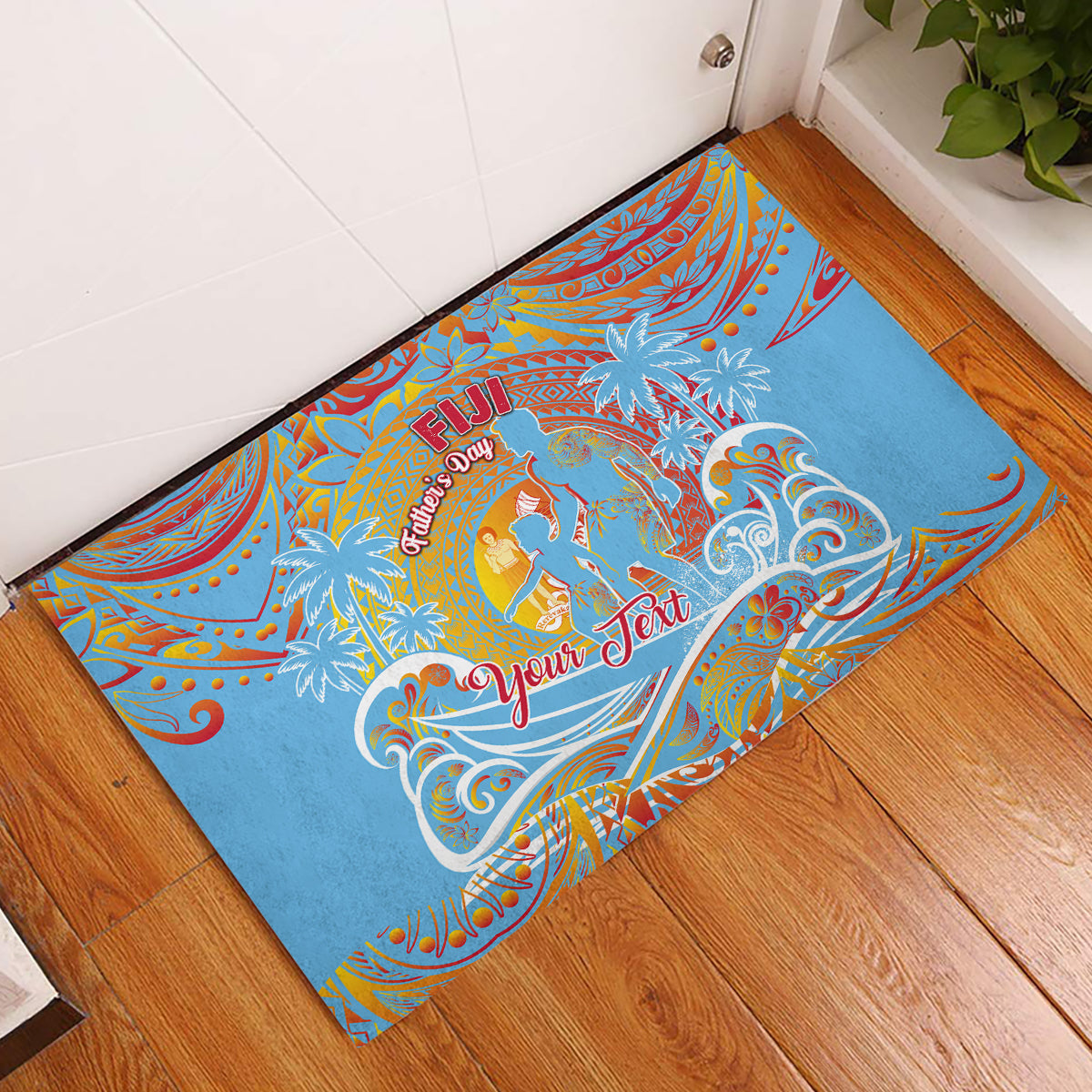 Father's Day Fiji Rubber Doormat Special Dad Polynesia Paradise DT02 Red - Polynesian Pride
